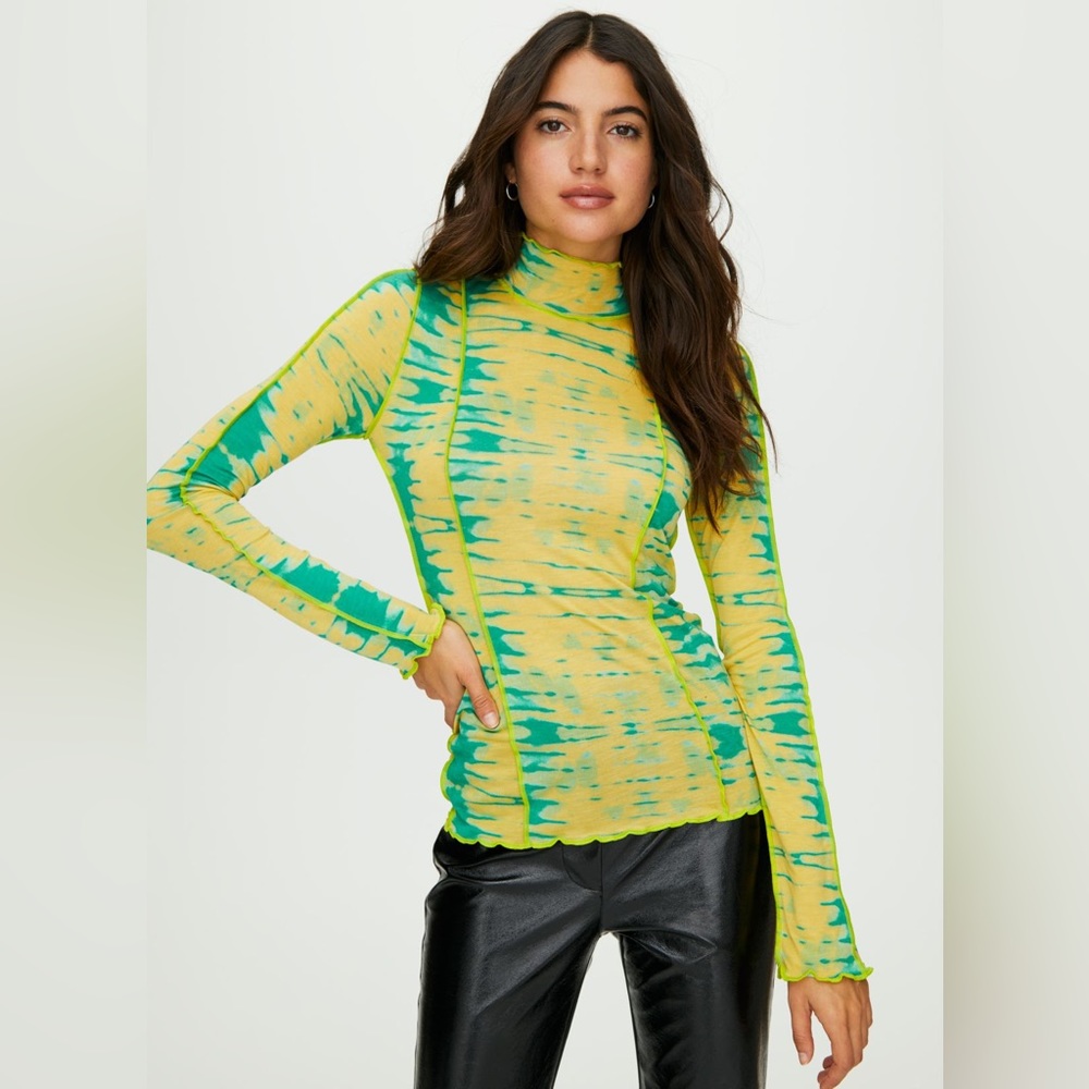 Wilfred Vibrant Green and Yellow Long-Sleeve Top